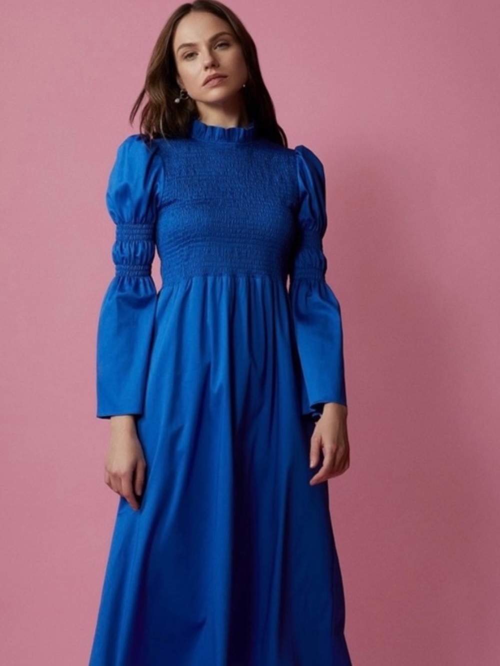 KITRI Juliette Smocked Lon Sleeve Bubble Midi Dress 2